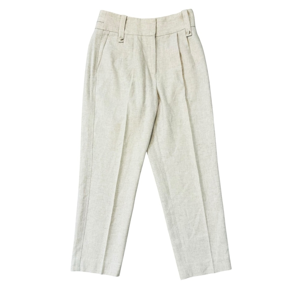 Reiss Cream Pleated Trousers